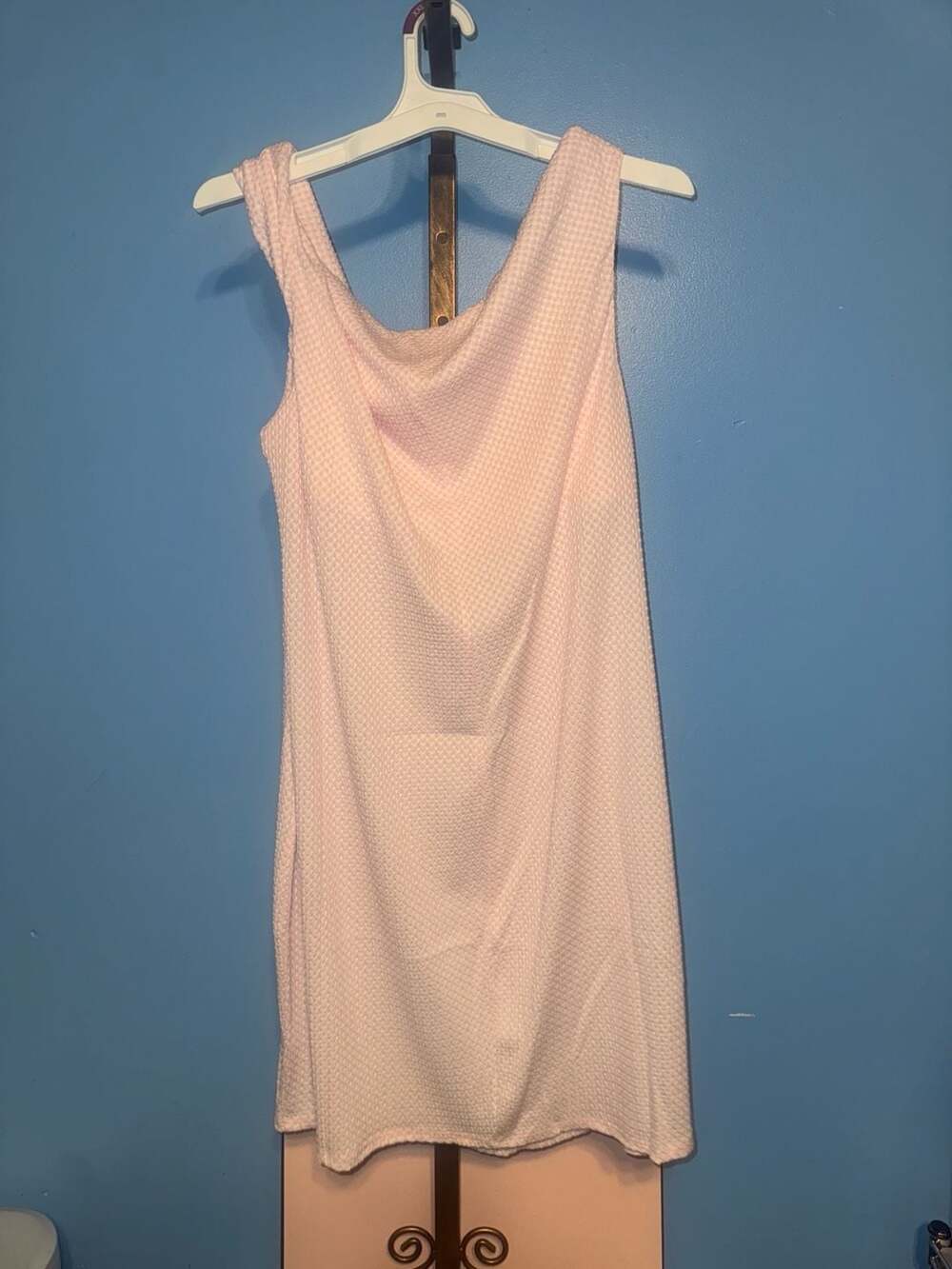Wild Fable NWT Light Pink Gingham Seersucker Draped Cowl Neck Dress 2X - Picture 2 of 5